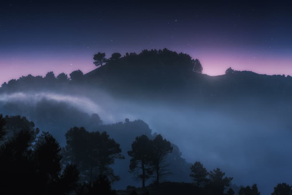 Misty Mountain Night by Juan Pablo de Miguel — canvas wall art