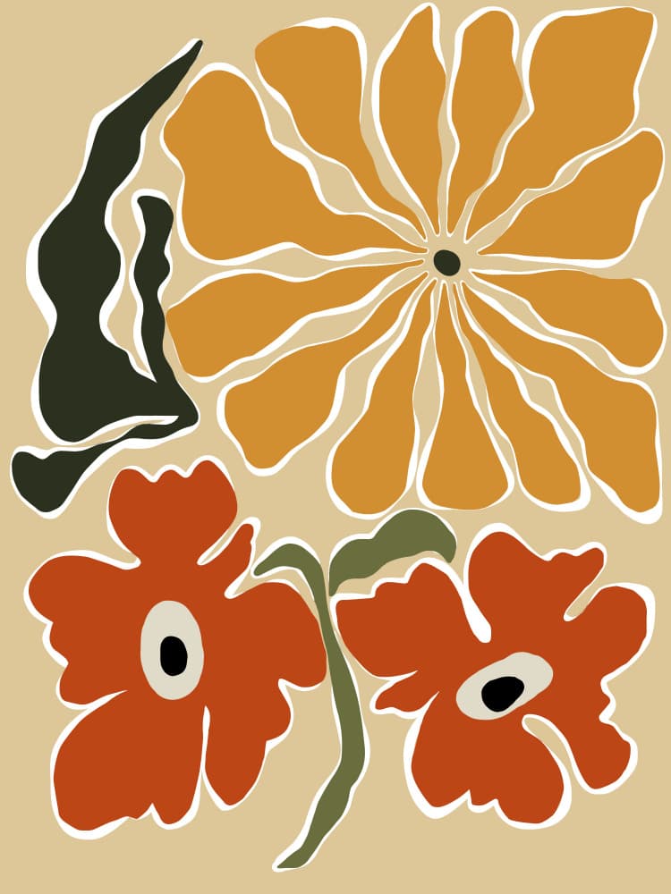 Warm Organic Flowers by Miho Art Studio — canvas wall art