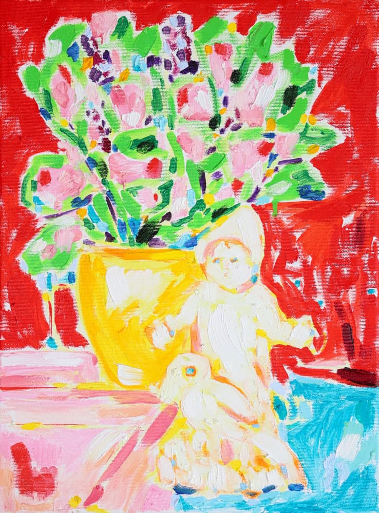 Vibrant Flowers and Doll by Tamara Jare — canvas wall art