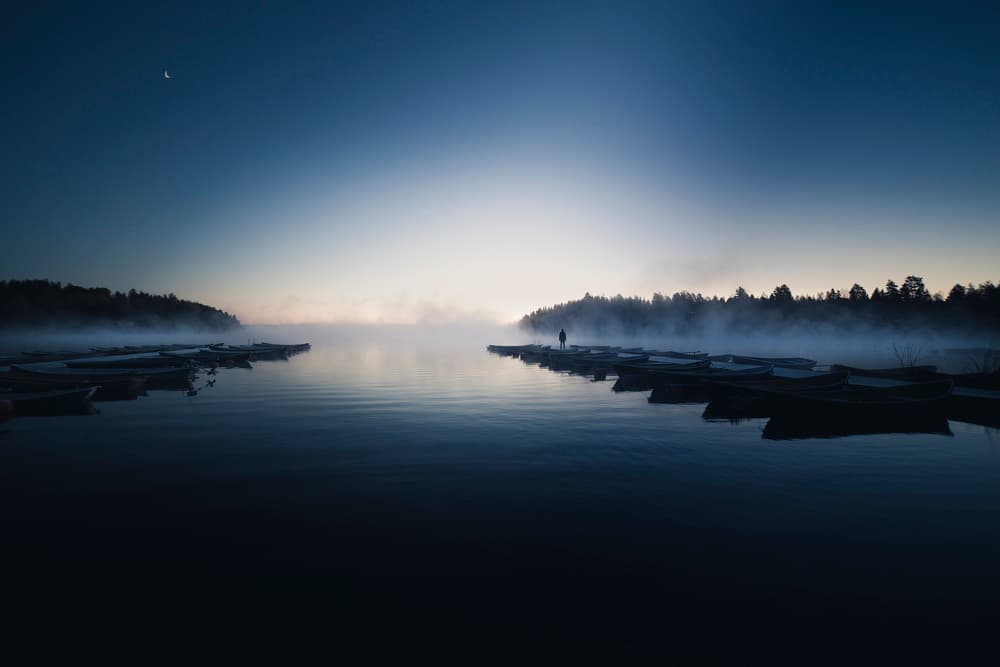 Misty Lake Solitude by Mika Suutari — canvas wall art