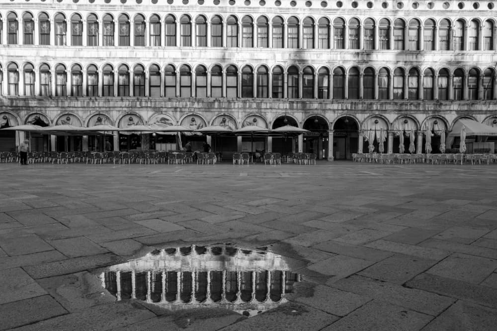 Monochrome Square Reflection by Ken Frank — canvas wall art