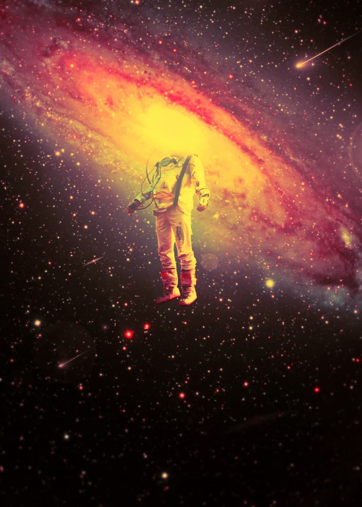 Astronaut in Vibrant Galaxy by Nicebleed — canvas wall art
