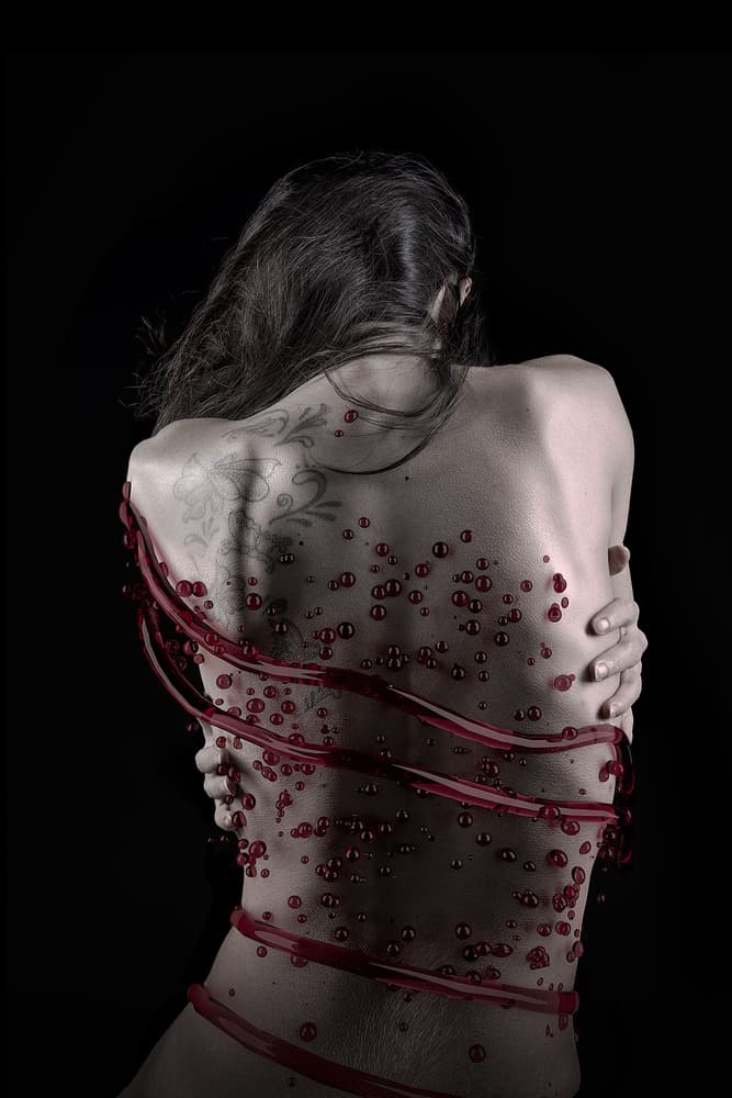 Woman's Crimson Back by Alexandre Brouzes — canvas wall art