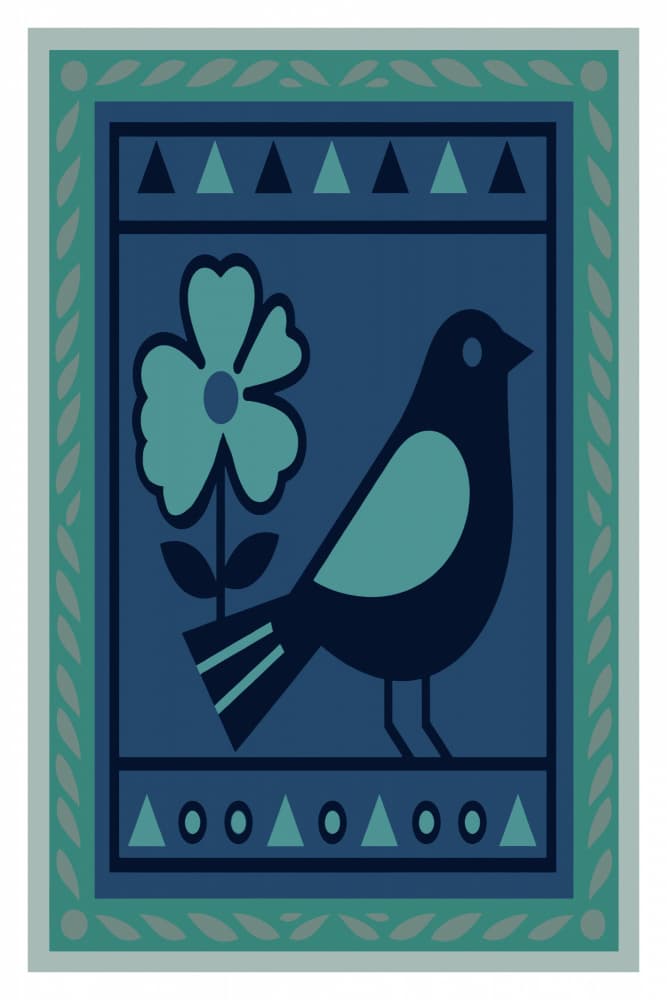 Blue Bird Folk Art by casa cartissi — canvas wall art