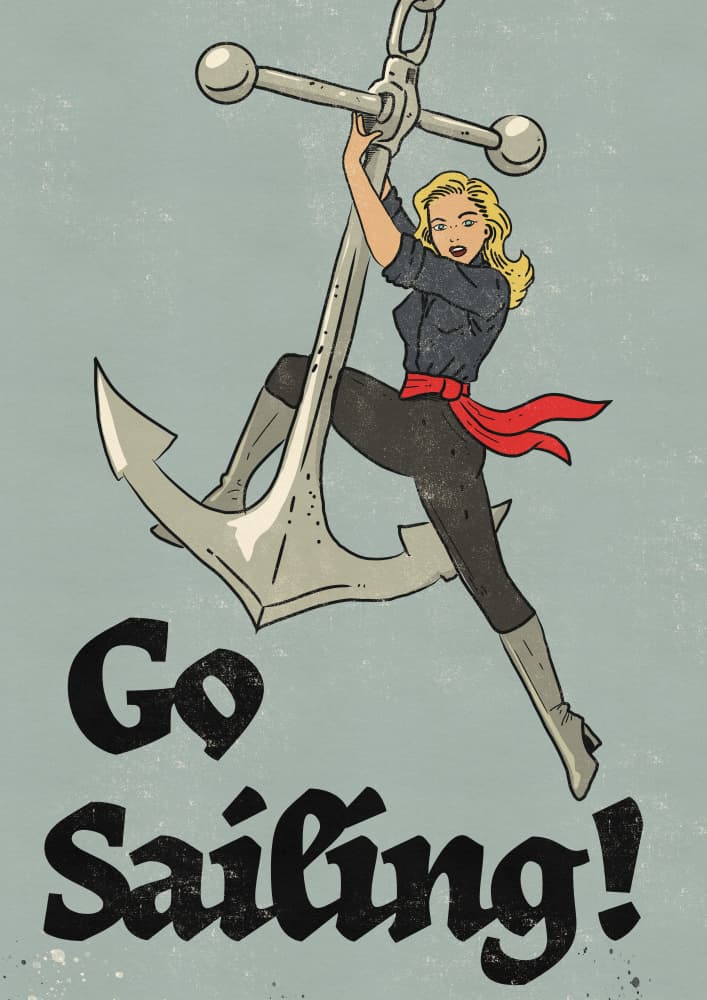 Sailing Pinup Girl by Nicholas — canvas wall art
