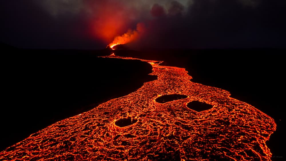 Molten Lava River Night by Liguang Huang — canvas wall art