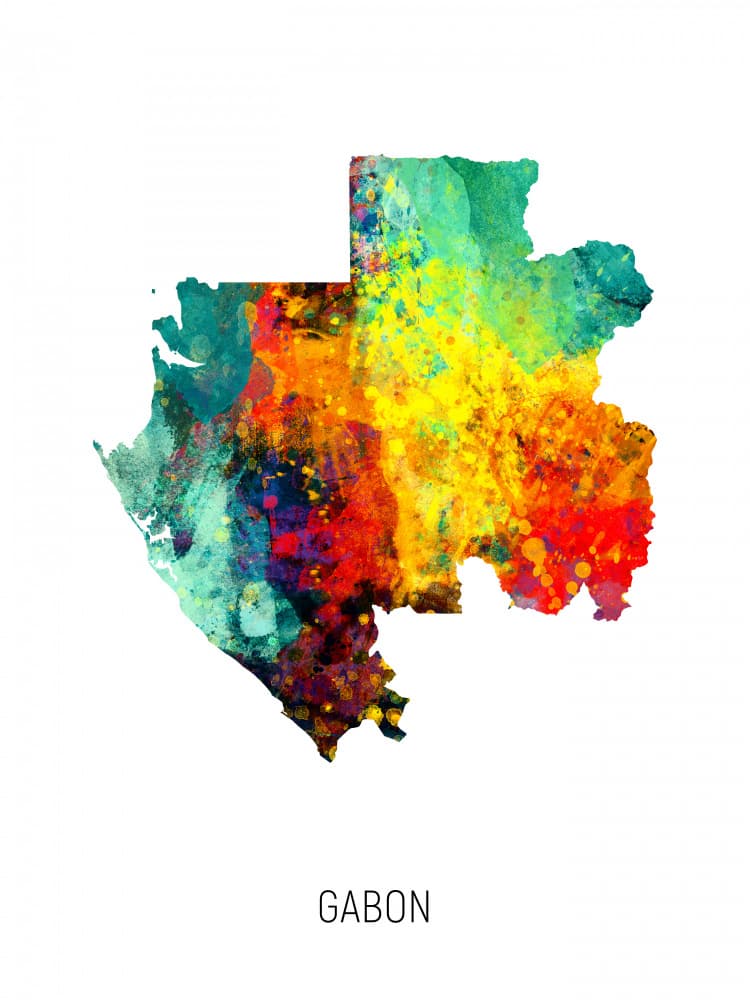 Vibrant Gabon Map Art by Michael Tompsett — canvas wall art