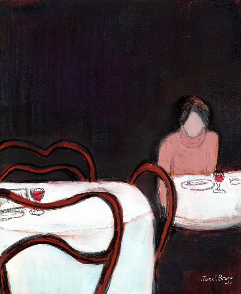 Woman Dining Alone by Janel Bragg — canvas wall art