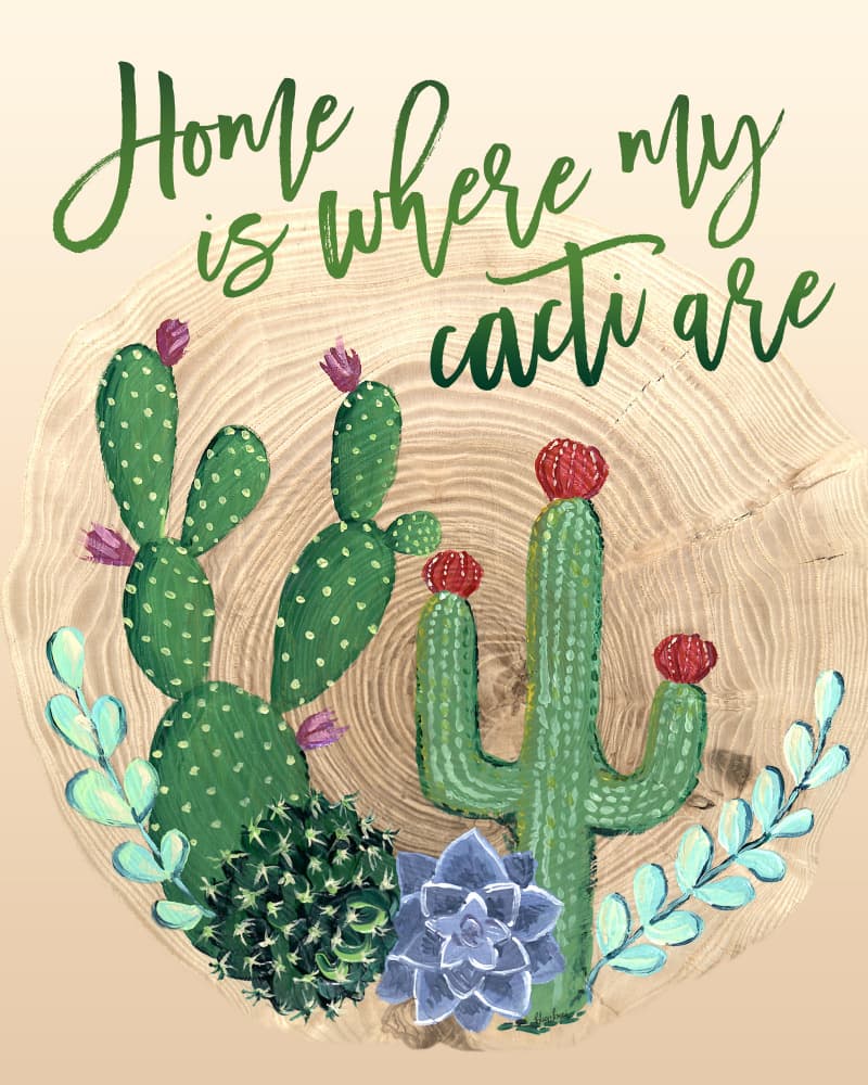Home Cacti Love by Rosana Laiz Blursbyai — canvas wall art