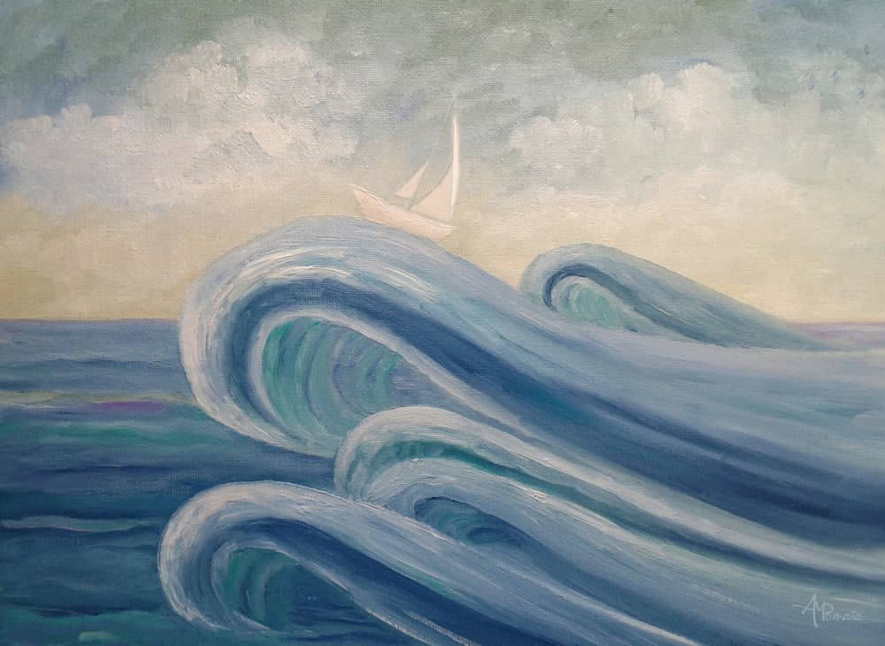 Sailing Blue Waves by Angeles M. Pomata — canvas wall art