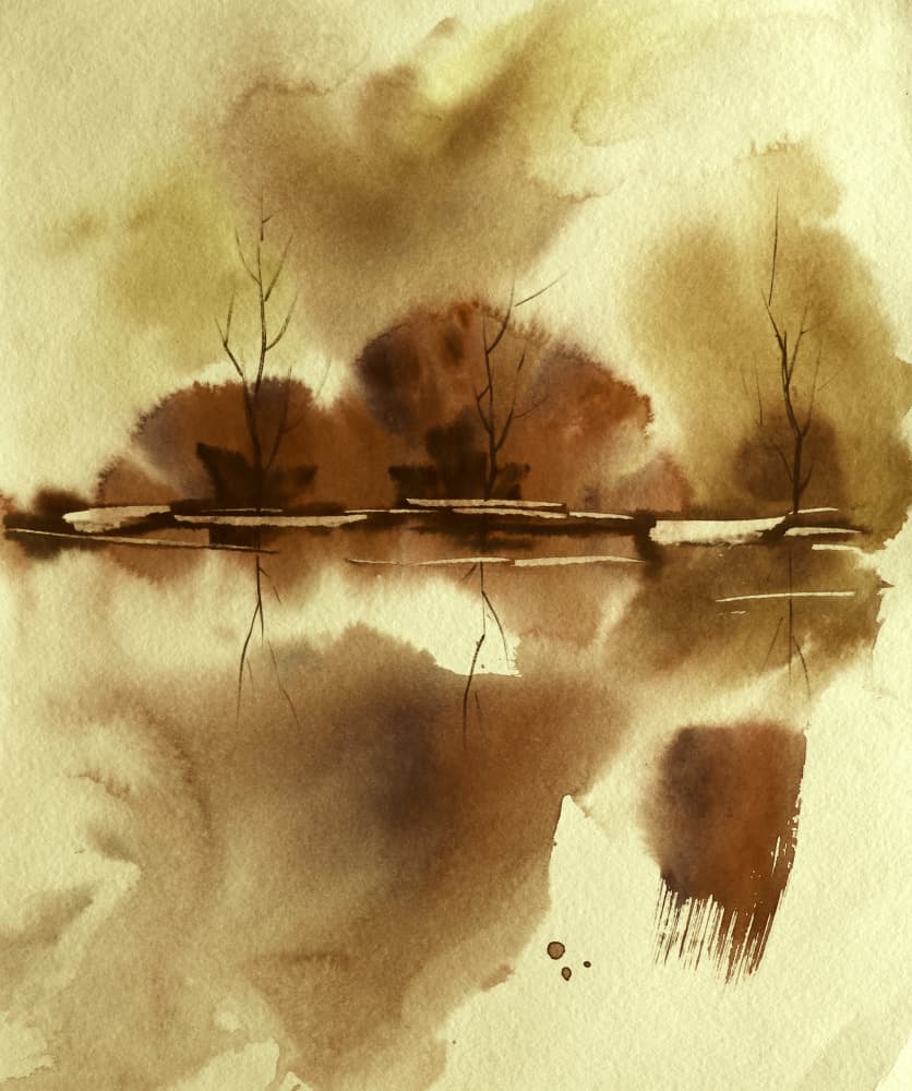 Autumn Water Reflection by Santhosh ch — canvas wall art