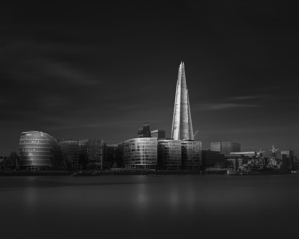 London Skyline Night by Oscar Lopez — canvas wall art