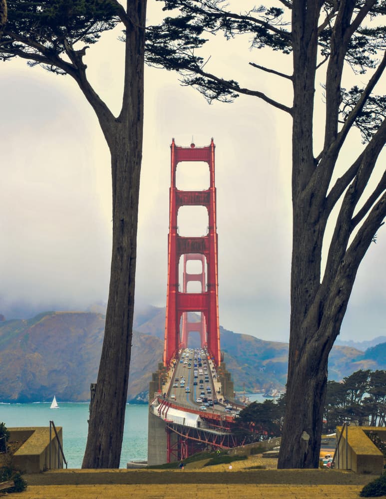 Golden Gate Bridge Fog by pirouz moshavash — canvas wall art