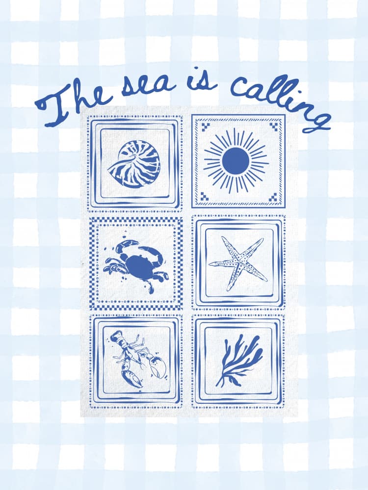 Coastal Sea Life Tiles by Jolly and Dash — canvas wall art