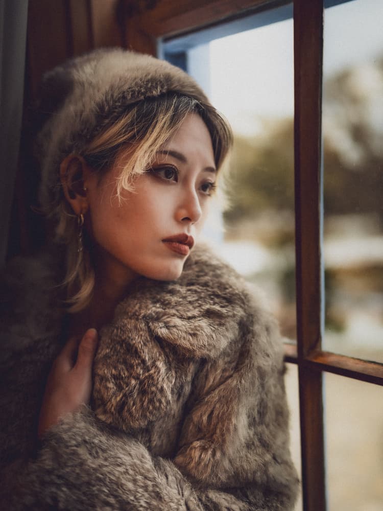 Elegant Winter Portrait by Kurosaki Sangan — canvas wall art