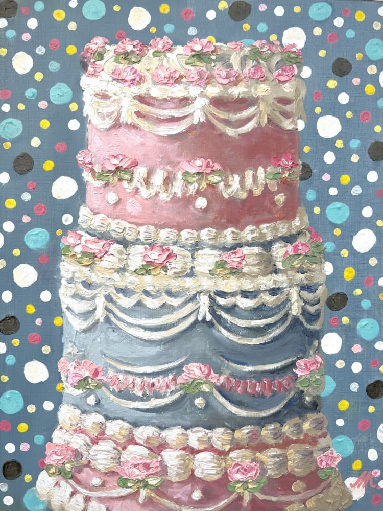 Pastel Rose Cake by Marina Kozyr — canvas wall art