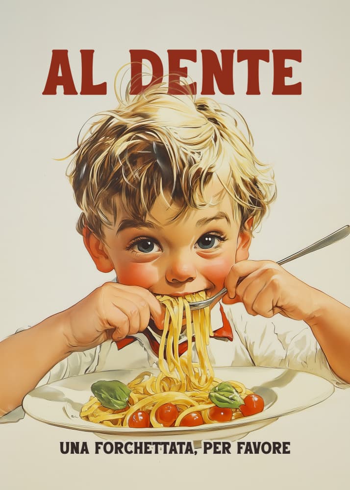 Happy Boy Eating Spaghetti by Andreas Magnusson — canvas wall art