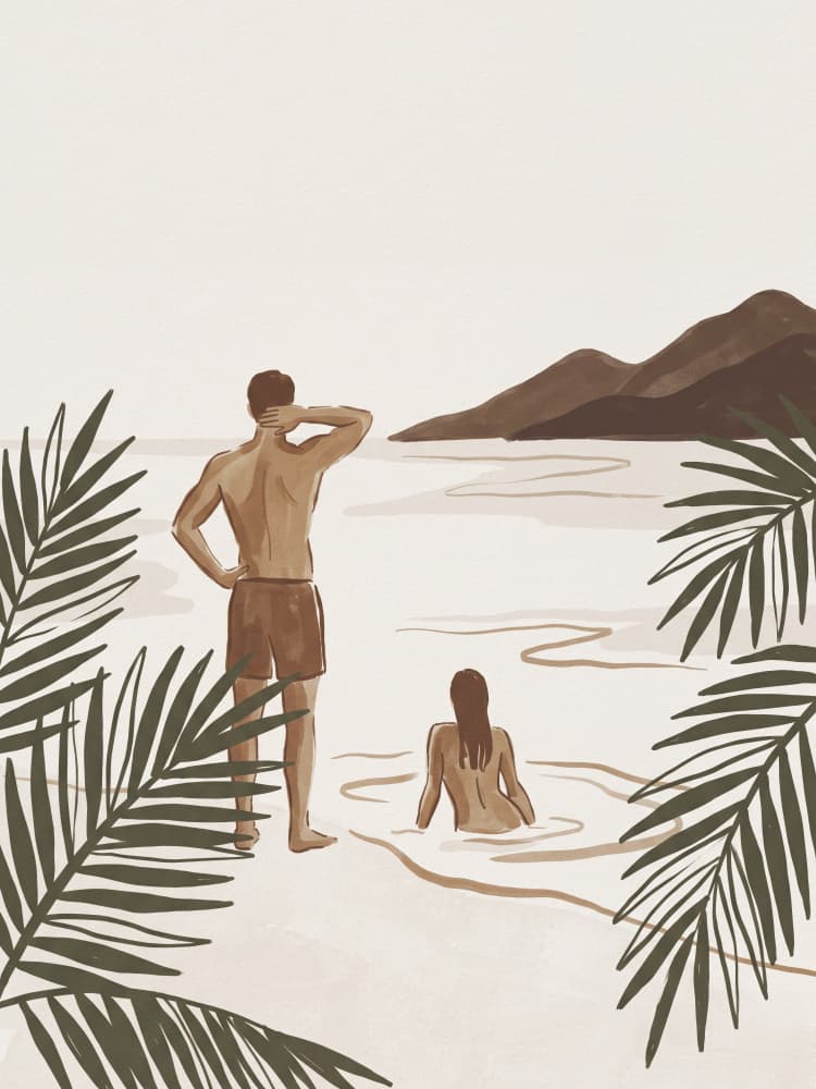 Couple on Tropical Beach by Andreas Magnusson — canvas wall art