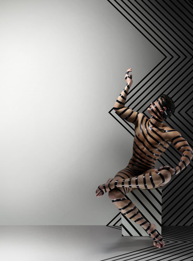 Stripped Geometric Dancer by DDiArte — canvas wall art