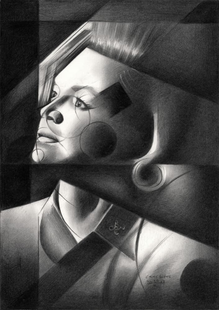 Geometric Woman Portrait by Corné Akkers — canvas wall art