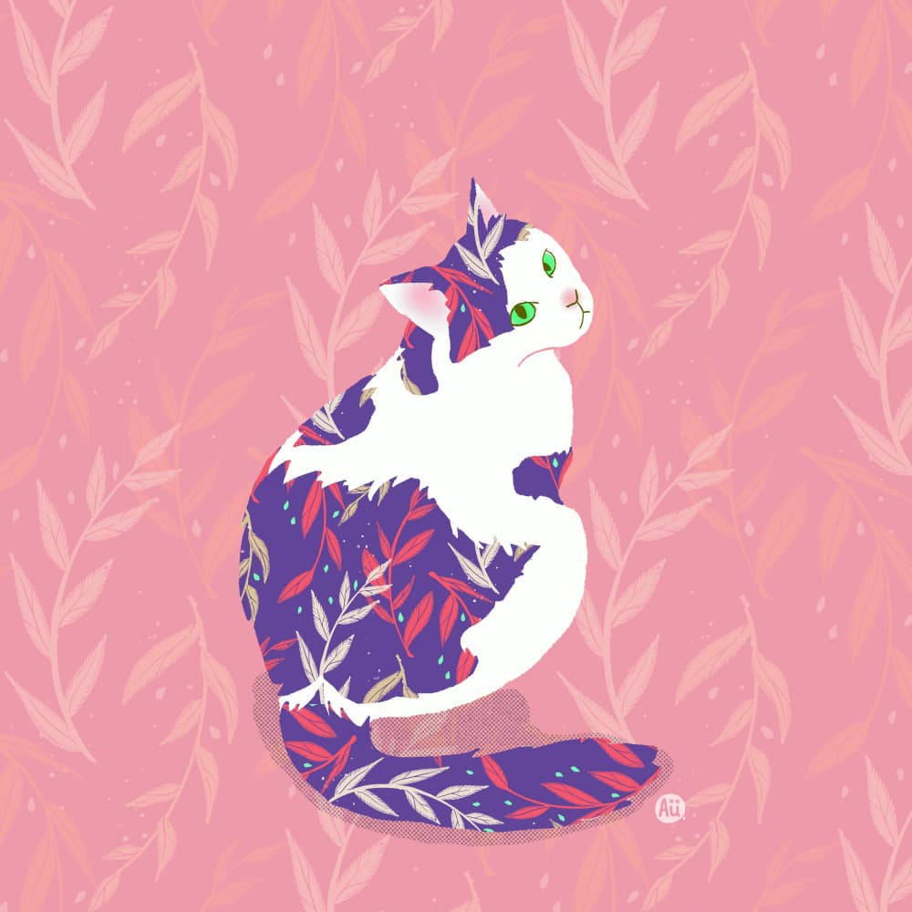 Vibrant Floral Cat by Aia Ueno — canvas wall art