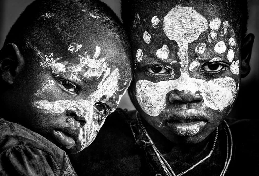 Painted Faces Portrait by Joxe Inazio Kuesta Garmendia — canvas wall art