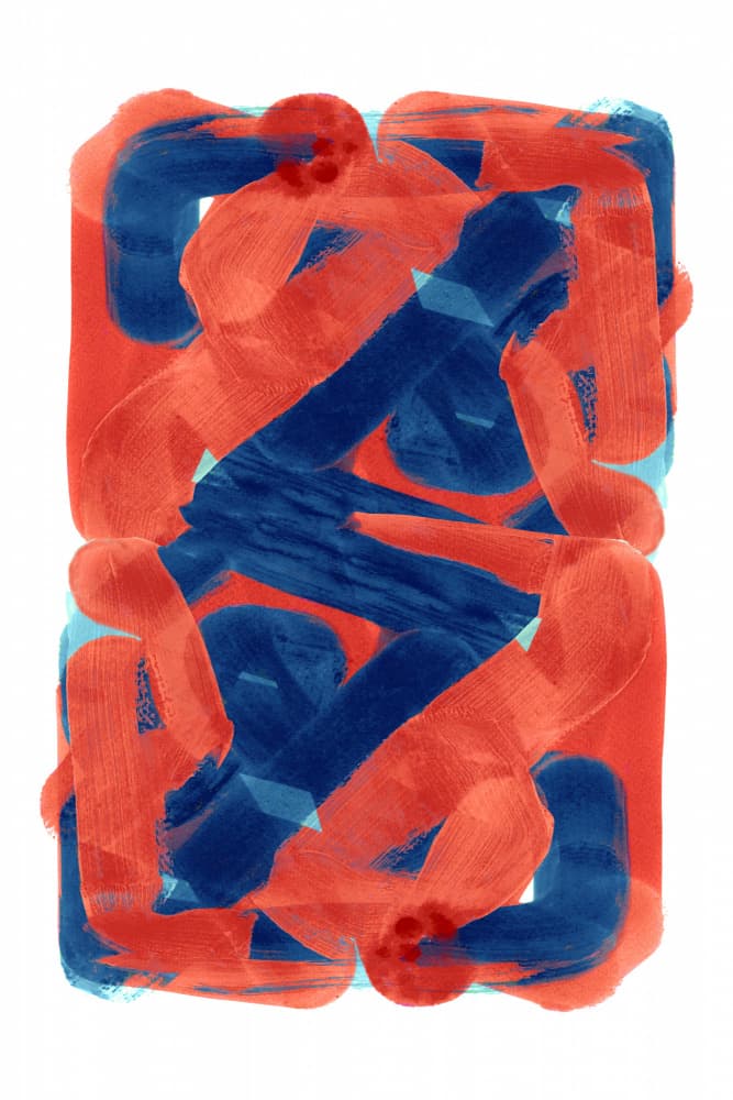 Bold Red Blue Abstraction by cartissi — canvas wall art