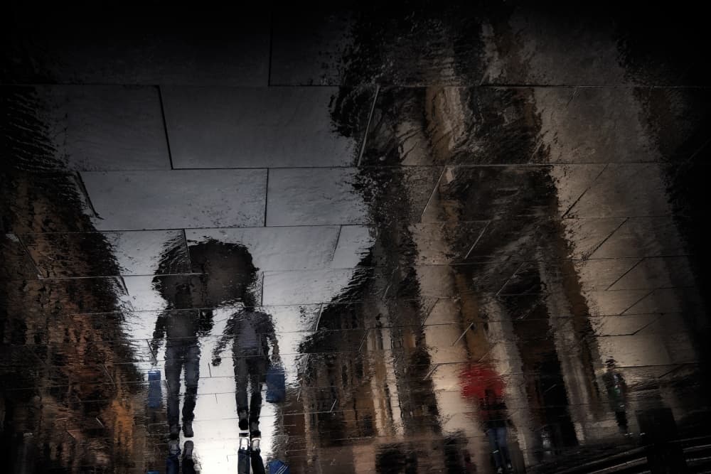 City Rain Reflections by Antonio Grambone — canvas wall art
