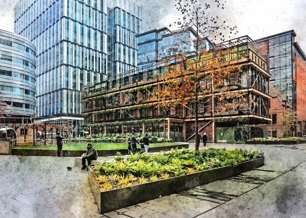 Modern City Park by Justyna Jaszke — canvas wall art
