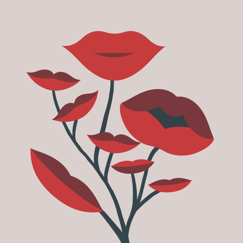 Blooming Red Lips by Little Dean — canvas wall art