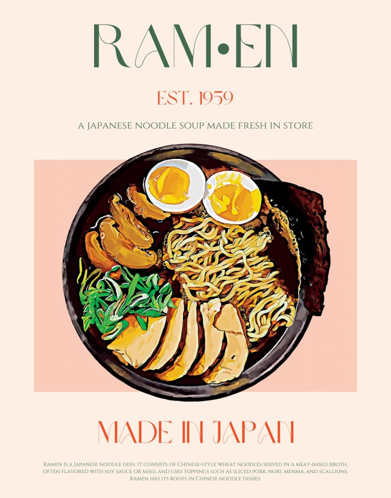 Classic Japanese Ramen by Nazma Khokhar — canvas wall art