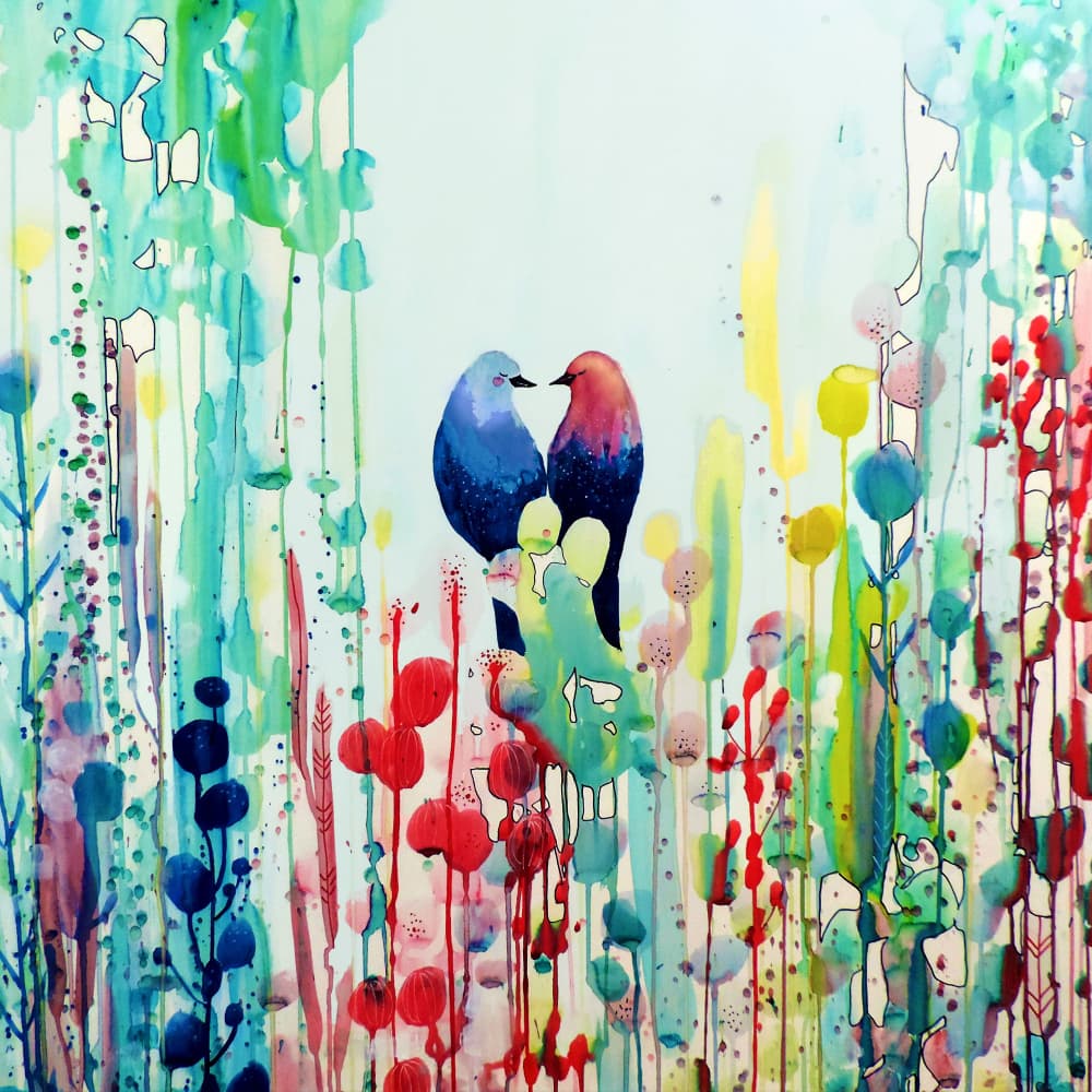 Colorful Love Birds by Sylvie Demers — canvas wall art