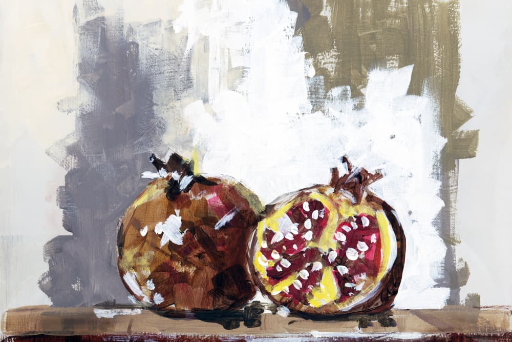 Painterly Pomegranates by cartissi — canvas wall art