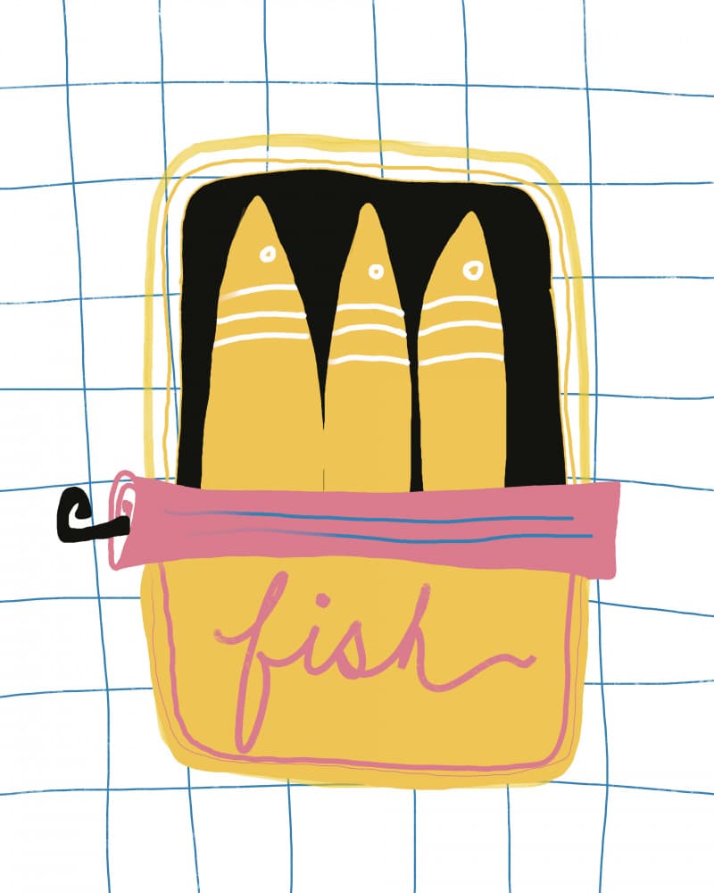 Playful Sardine Can by Bronwyn Baker — canvas wall art