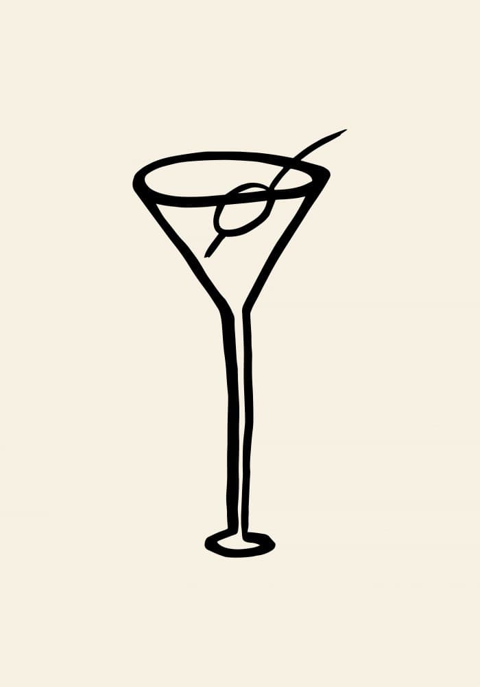 Martini Glass Sketch by Pictufy Studio — canvas wall art