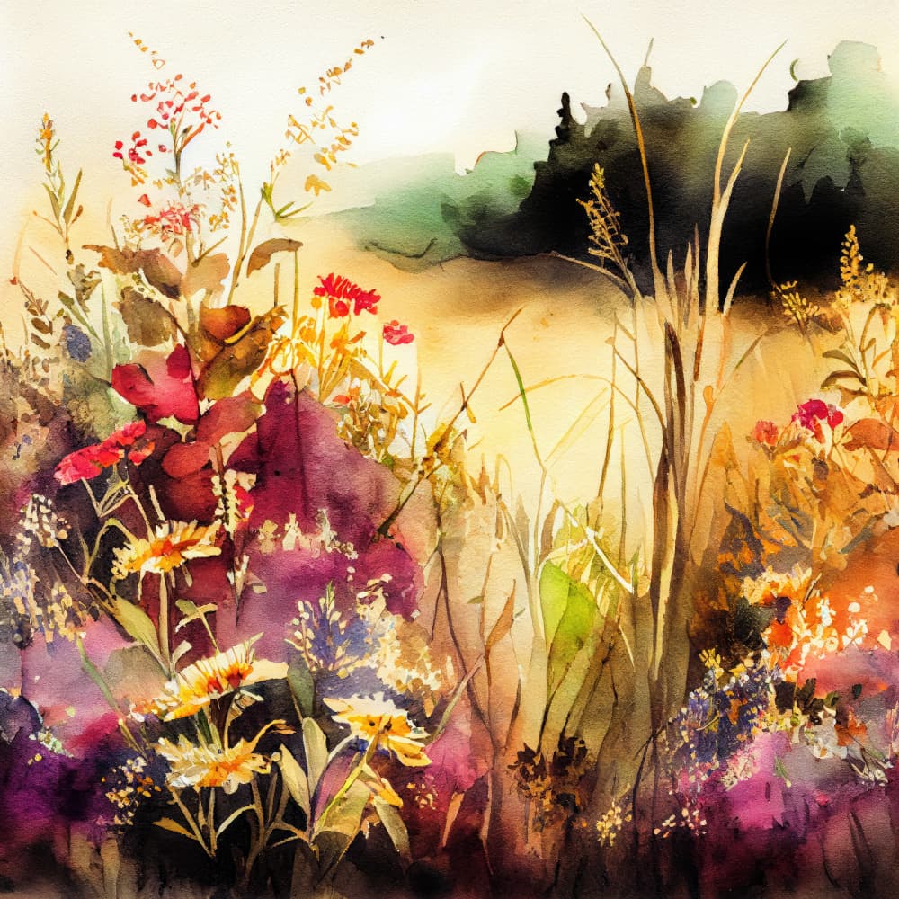 Vibrant Meadow Flowers by Justyna Jaszke — canvas wall art