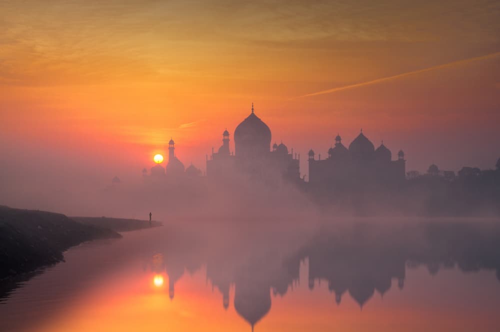 Misty Taj Mahal Sunrise by SANDEEP MATHUR — canvas wall art