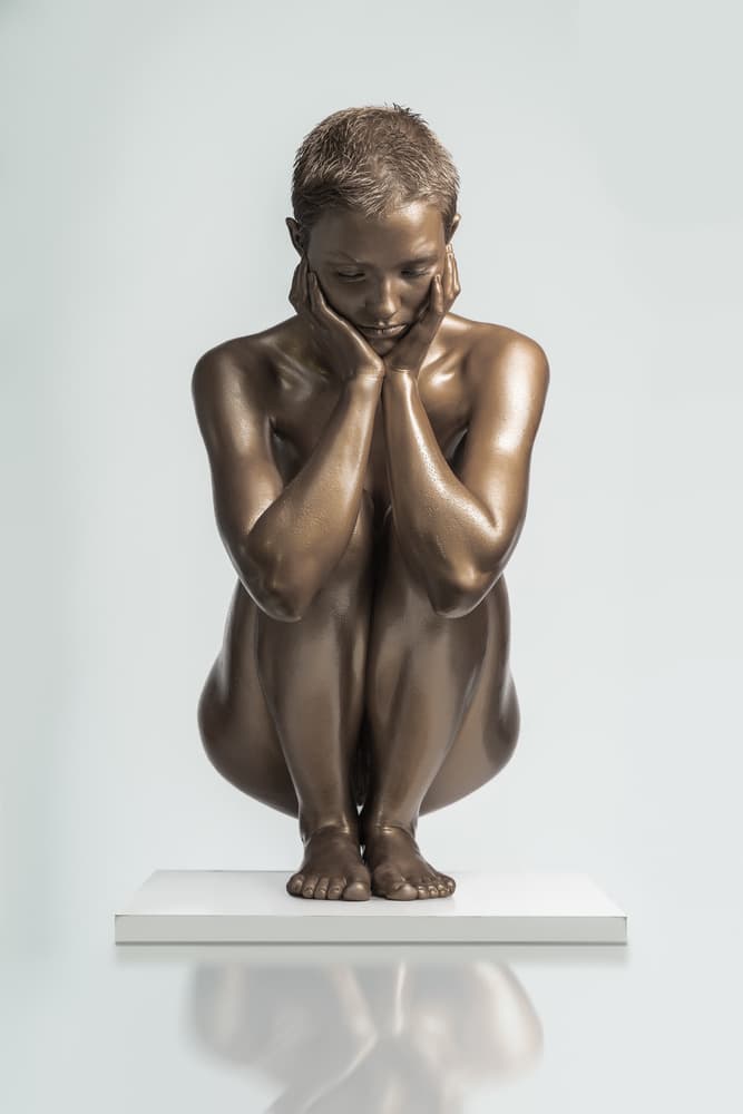 Pensive Bronze Figure by AURIMAS VALEVICIUS — canvas wall art