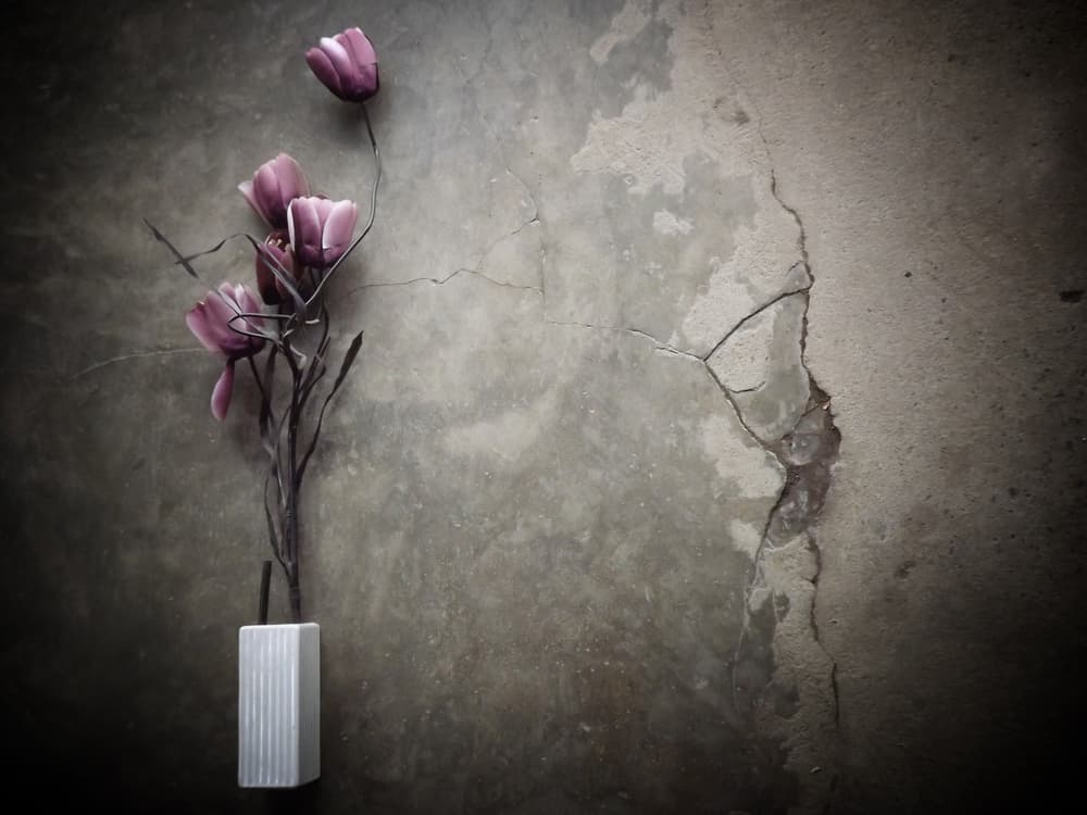 Moody Purple Flowers Concrete by Kahar Lagaa — canvas wall art