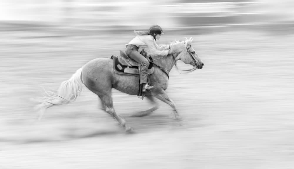 Galloping Horse Rider by Leeian Dai — canvas wall art
