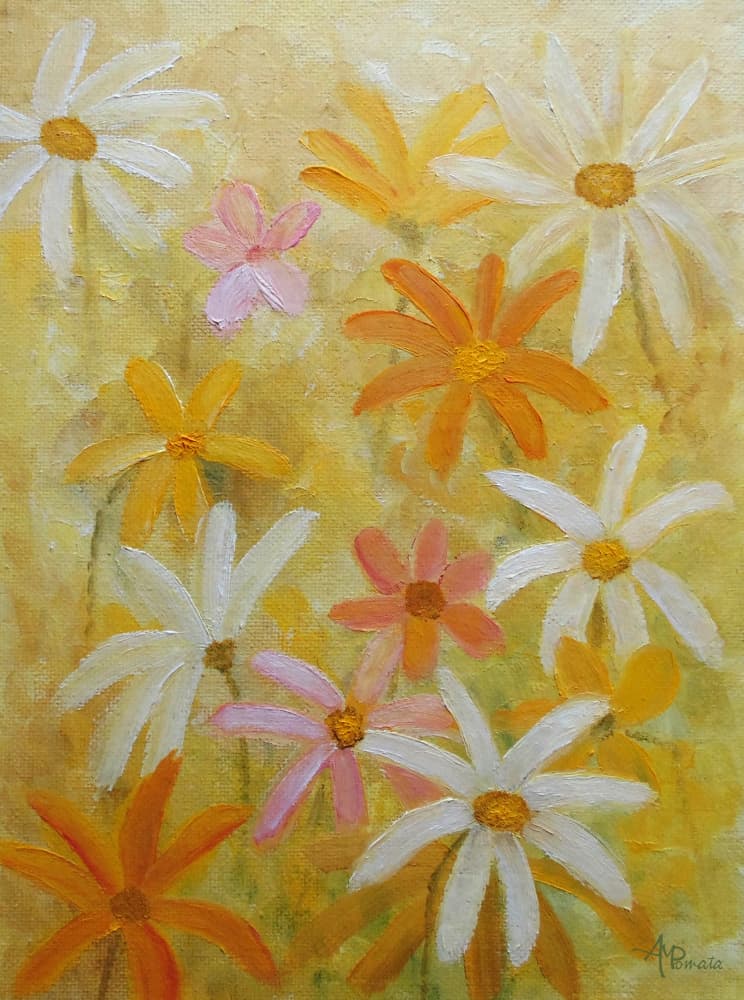 Cheerful Daisy Field by Angeles M. Pomata — canvas wall art