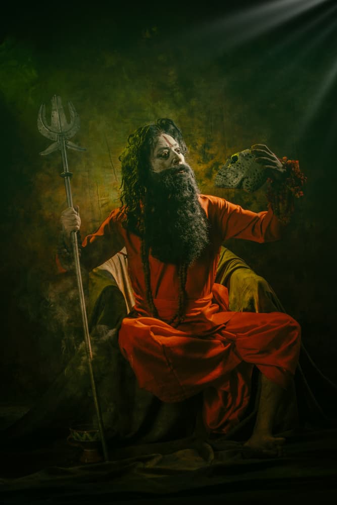 Hindu Sadhu With Trident by PARTHA BHATTACHARYYA — canvas wall art