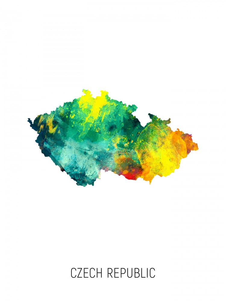 Vibrant Czech Republic Map by Michael Tompsett — canvas wall art