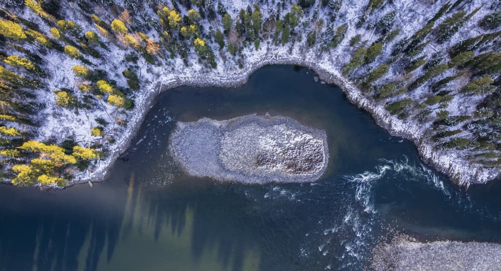 Winding Winter River by Eser Karadag — canvas wall art