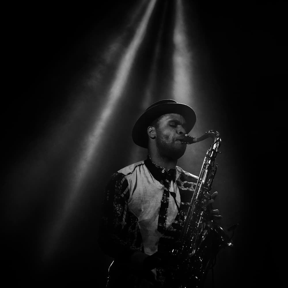 Saxophonist In Spotlight by Rui Correia — canvas wall art