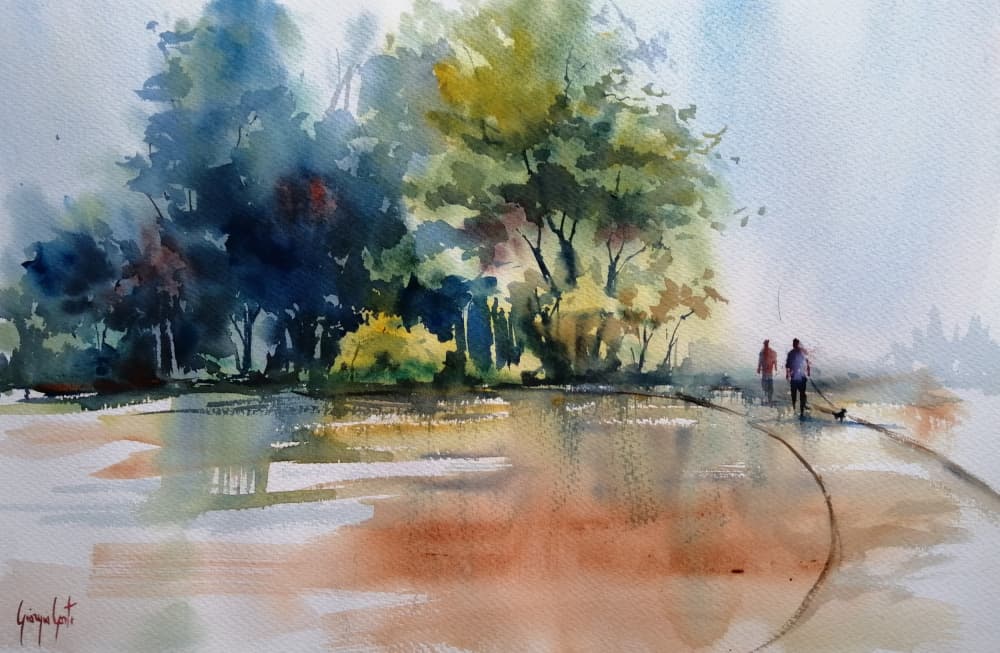 Misty Autumn Walk by Giorgio Gosti — canvas wall art