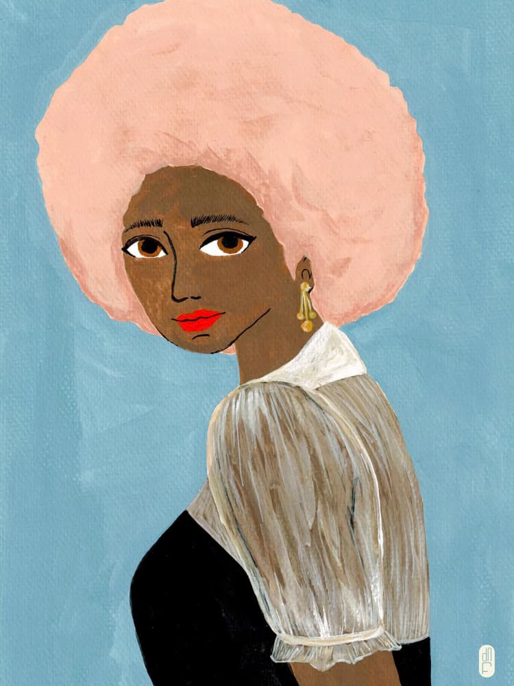 Stylish Pink Afro Woman by Dianne Nicole Fernando — canvas wall art