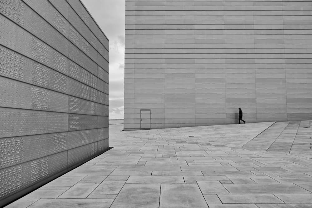 Modern Lines Lone Figure by João Custódio — canvas wall art