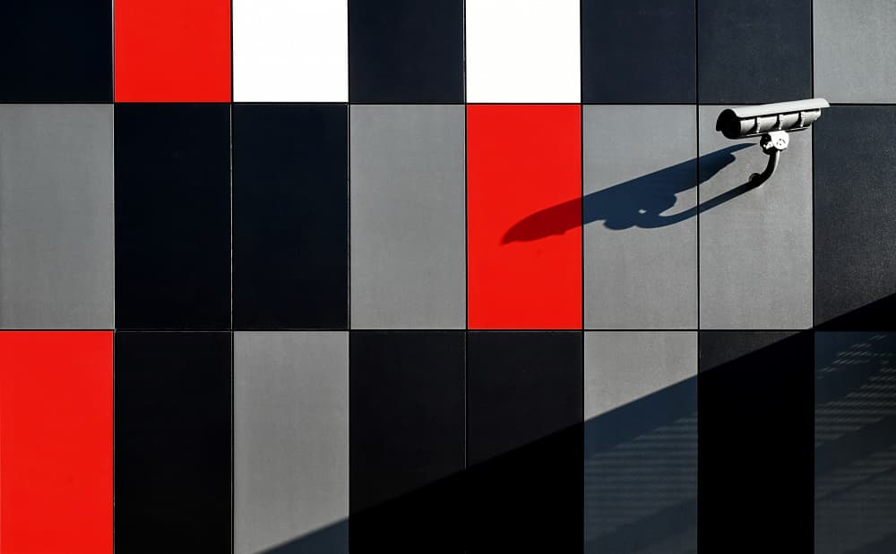 Red Black Security Camera by Roberto Parola — canvas wall art