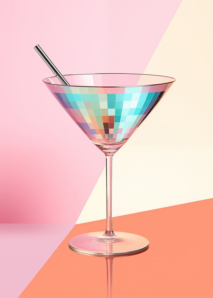 Disco Martini Cocktail by Andreas Magnusson — canvas wall art